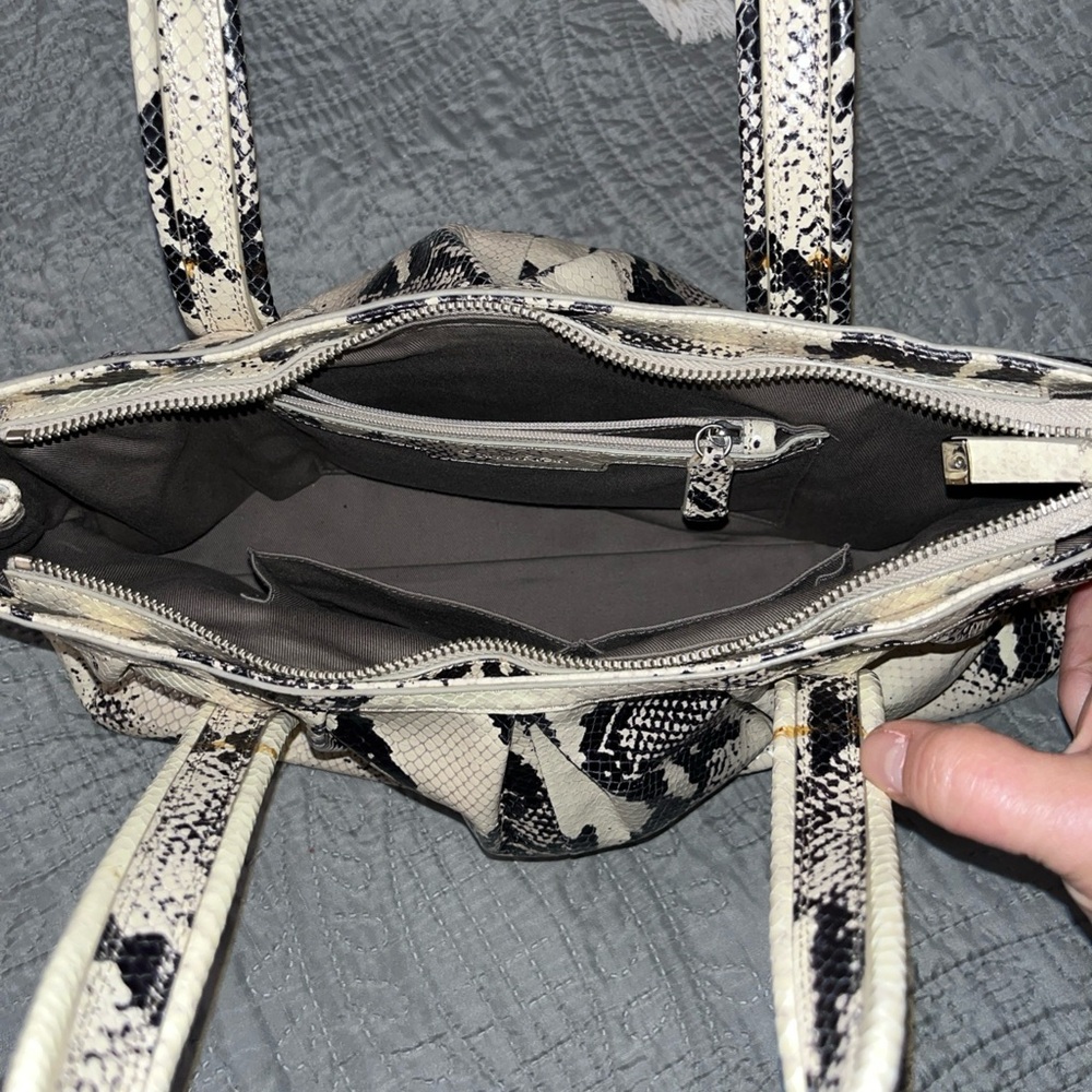 Calvin Klein Black and Cream Snakeskin Satchel - Picture 3 of 6